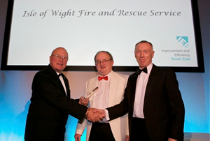 Isle of Wight Council’s Chief Fire Officer Paul Street and Isle of Wight Council Cabinet Member for Fire and Community Safety, Cllr Barry Abraham accepted the award which was presented by Cllr Bryan Cope from Kent County Council