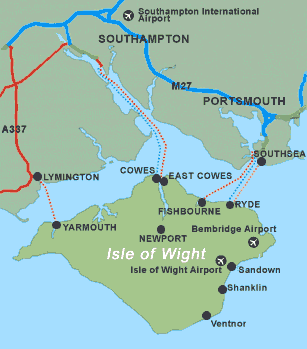 Isle of Wight ferry and road routes